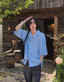 Levi overfit striped half shirt
