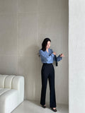 Mauve V-neck shirring blouse