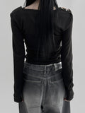 Long Shoulder Button T-shirt