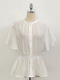 Lines Flare Pintuck Shirring Blouse