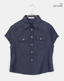 Siyu slim fit raw denim pocket short sleeve shirt
