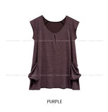 Acu Stripe Pintuck Pocket Short Sleeve