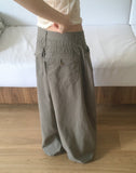 Nodi Back Pocket Wide Cotton Pants