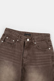 Latte washed regular denim pants