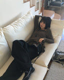 Carven Leather Heart Long Necklace