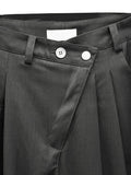 Belt set snap wide pintuck slacks