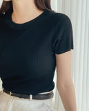 Tory Round Ribbed Span Short Sleeve T-shirt