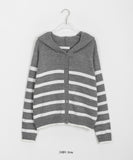 Surring Stripe Hood Knit Cardigan