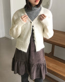 Moda year-end look cloud mel bokashi bean button wool knit cardigan