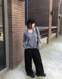 Glen Side Snap Wide Cotton Pants