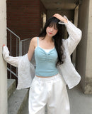 Kibble Ribbon Shirred Sleeveless Top