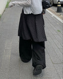 Ponce Dot Wrap Skirt Layered Pants Set