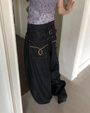 Onni Embroidered Balloon Wide Denim Long Pants