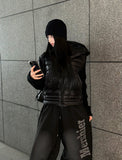 Black tech knit padding jacket