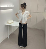 Flowy Fold Low-Rise Bootcut Banding Pants