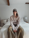 Resin diagonal zipper hoodie