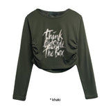 THINK SHIRRING CROP T