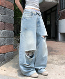 Coats Reverse Damage Wide Denim Pants