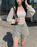 Myumyu Damage Short Denim Pants