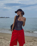 Tear Rivet Double Knee Bermuda Pants