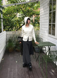[BELT SET] SLANT STRIPE DRAPE SKIRT