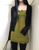 Noir Wavy Ribbed Cardigan