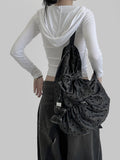 Cut pin tuck wide denim