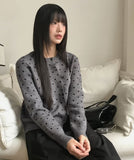 Honey round neck dot knit cardigan