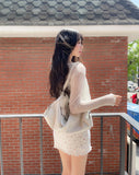 Summer Punching Ruffle Crop Cardigan