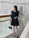Glyn Notch Square Tweed Flare One Piece Mini