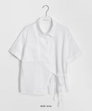 Moldef Stripe Seersucker Ribbon Short Sleeve Shirt