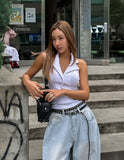 Casey Collar Halter Neck Crop Top