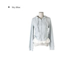 Hoan Lace Sleeveless Shirring Hood Zip-Up
