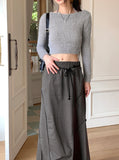 Leto Strap Belt Cut Banding Pile Long Skirt