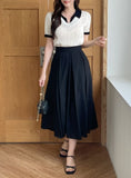 Cellua Pleated Flare Long Skirt