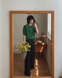 Berna Linen Collar Knit Short Sleeve T-shirt