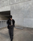 Head Black Blue Pintuck Wide Denim Pants