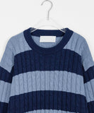 [unisex] Tomie cable stripe over knit