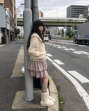 Sand Tiered Tweed Mini Skirt