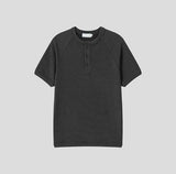 Logan Ribbed Muscle Fit Henley Neck Short Sleeve T-shirt