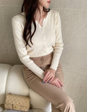 Army V Round Ribbed Knit Cardigan
