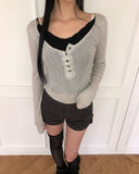 Echoes Button Long Sleeve T-shirt