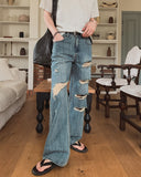 Break Damage Flare Denim Pants