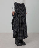 Asymmetrical Draped Layered Long Skirt