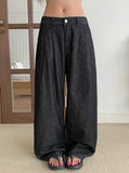 Penny Non-Fade Denim Pintuck Raw Wide Pants
