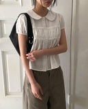 Popori Round Collar Short Sleeve Blouse
