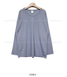 Loose Fit Waffle U Neck Long Sleeve Tee