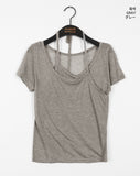 Tush halter sleeveless layered see-through short-sleeved T-shirt