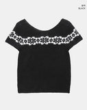 Barun Round Neck Snowflake Layered Short Sleeve Knit