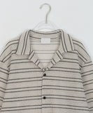 [unisex] Mipyu Stripe Collar Knit Short Sleeve Shirt